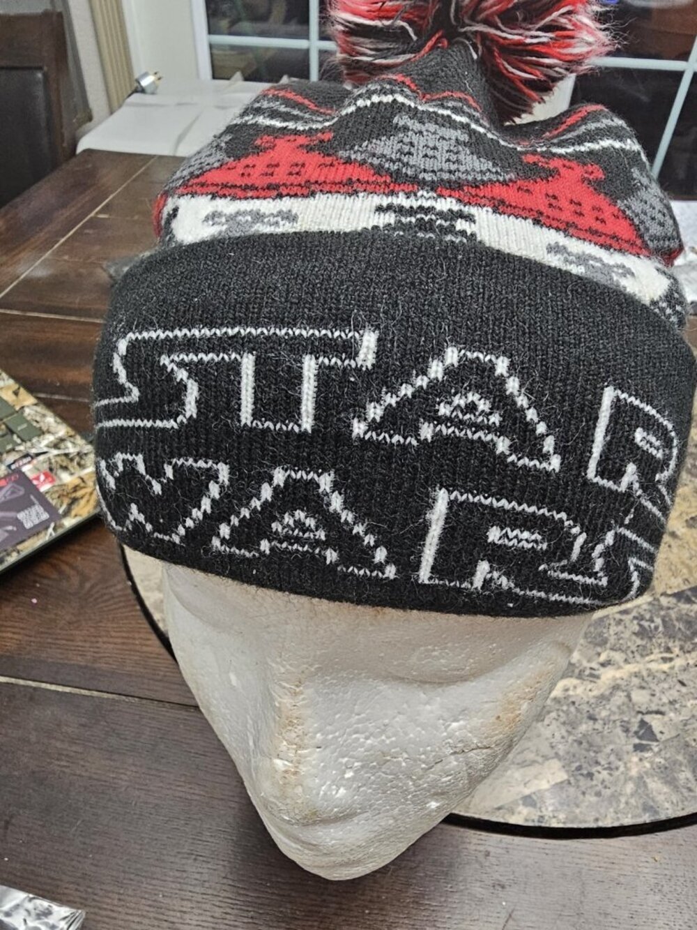 Star Wars Black Multicolor Beanie Cap Hat Puff Ball Youth One Size